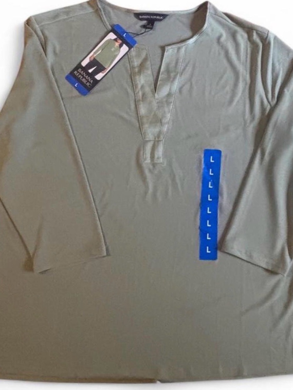 Banana Republic Olive Henley 3/4 Sleeve Shirt